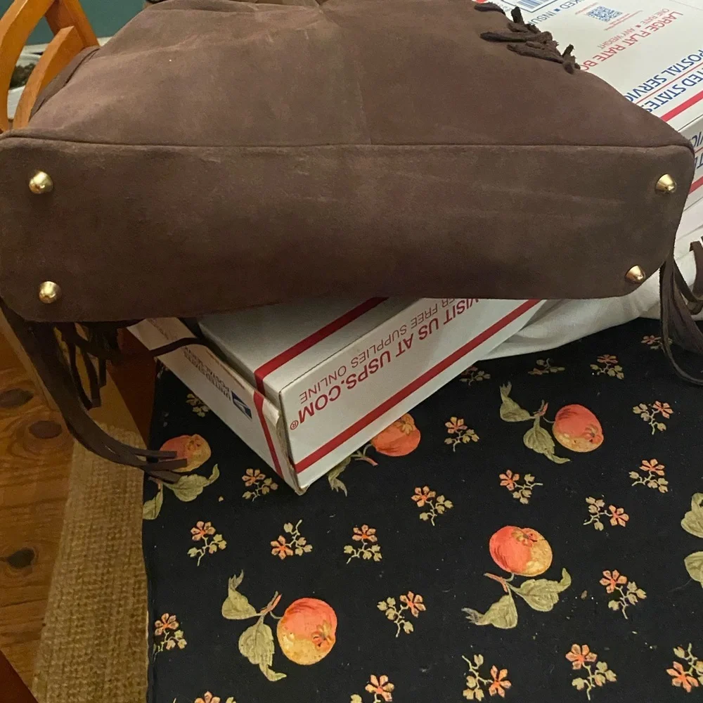 Divina Firenze Brown Suede Fringe Hobo Bag NWT